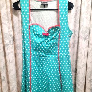 Sourpuss vintage Teal Polka Dot Dress
